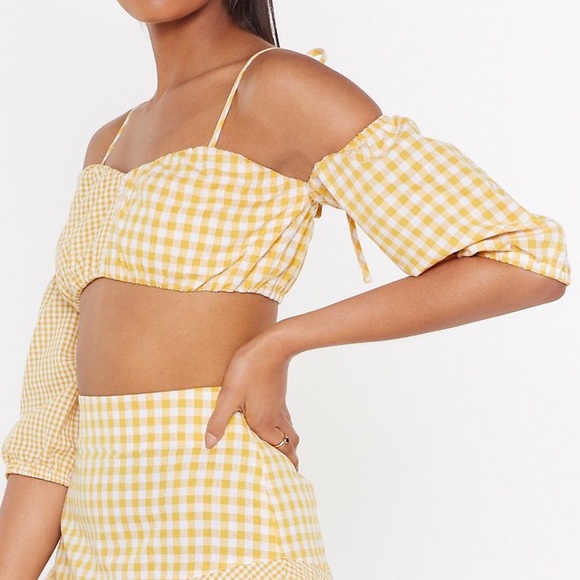 yellow checkered crop top